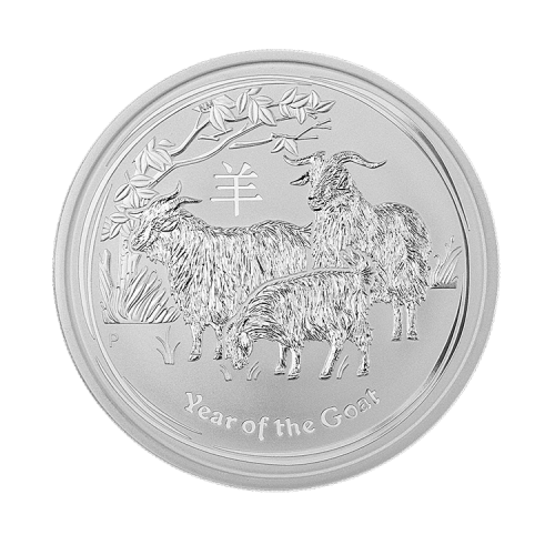1 kilo zilveren Lunar munt Year of the Goat 2015 voorkant