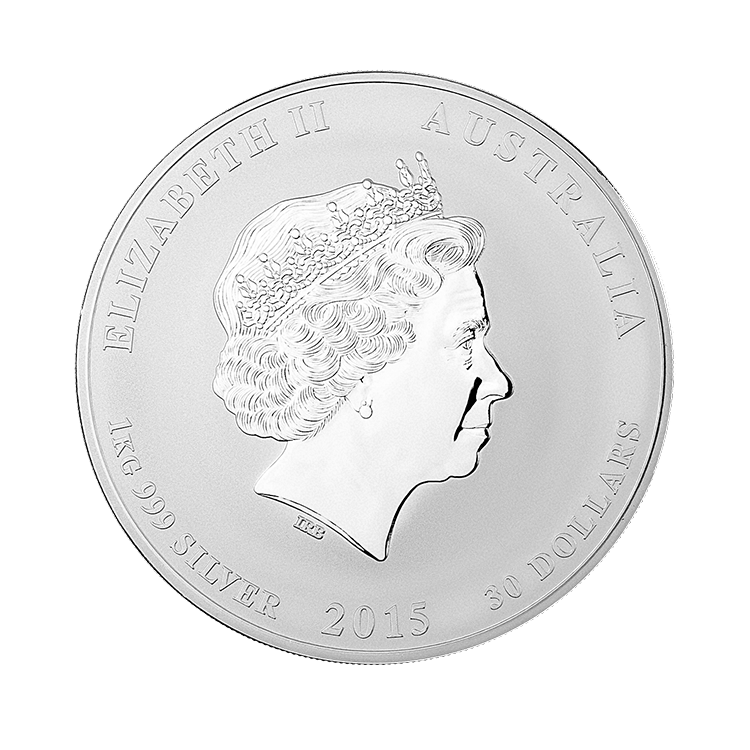 1 kilo zilveren Lunar munt Year of the Goat 2015 achterkant