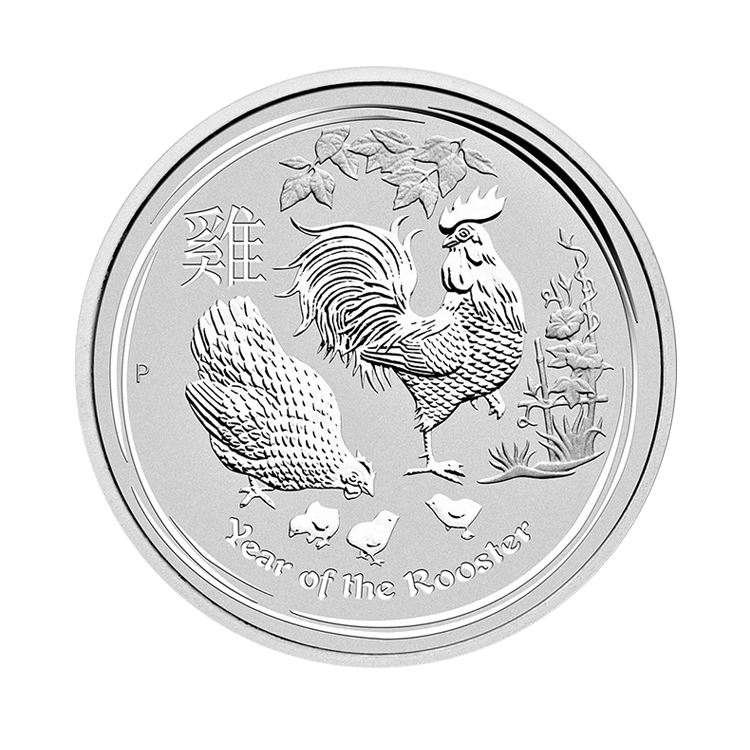 1 kilo zilveren Lunar munt Year of the Rooster 2017 voorkant