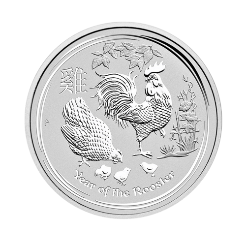 1 kilo zilveren Lunar munt Year of the Rooster 2017 voorkant