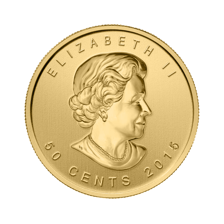 1 gram gouden Maple Leaf munt achterkant