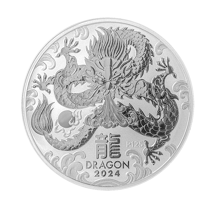 1 kilo zilveren Lunar munt Year of the Dragon 2024 voorkant