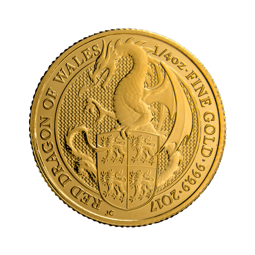 1/4 Troy ounce gouden munt Queens Beasts Dragon 2017 voorkant