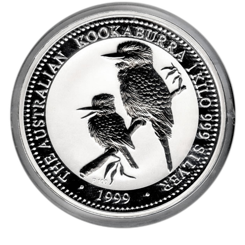 1 kilo zilveren Kookaburra munt 2001 voorkant