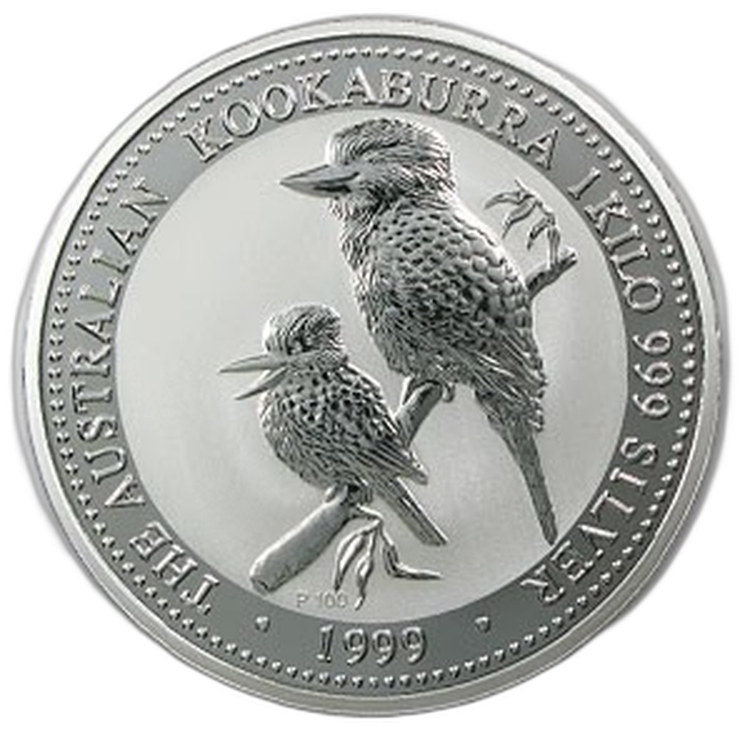 1 kilo zilveren Kookaburra munt 1999 voorkant