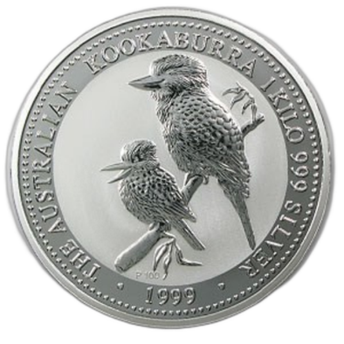 1 kilo zilveren Kookaburra munt 1999 voorkant