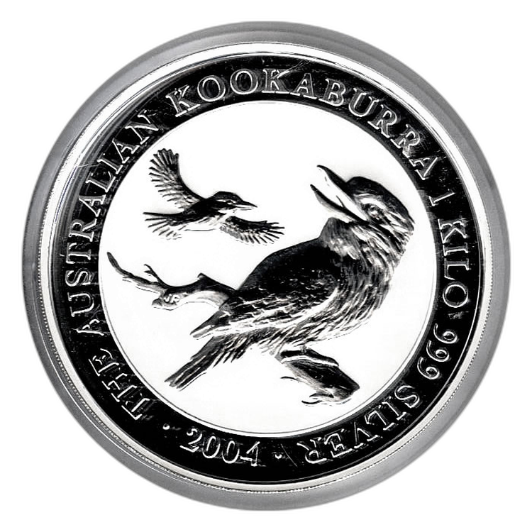 1 kilo zilveren Kookaburra munt 2004 voorkant
