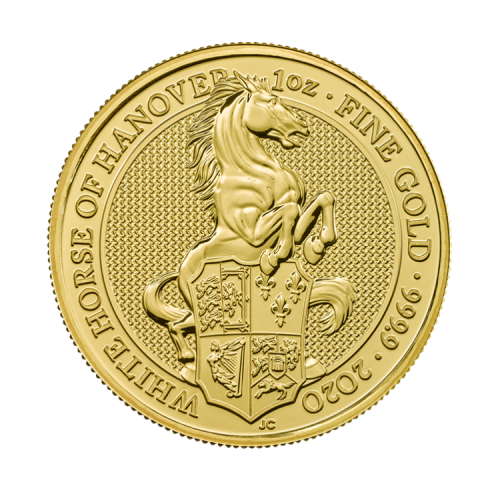 1 troy ounce gouden Queen's Beasts White Horse of Hanover 2020 voorkant