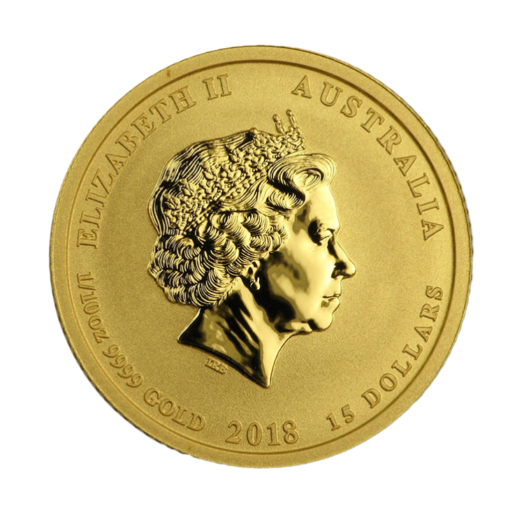1/10 troy ounce gouden Lunar munt Year of the Dog 2018 achterkant