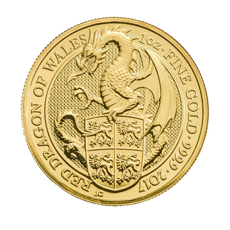 1 Troy ounce goud Queens Beasts 2017 The Dragon voorkant
