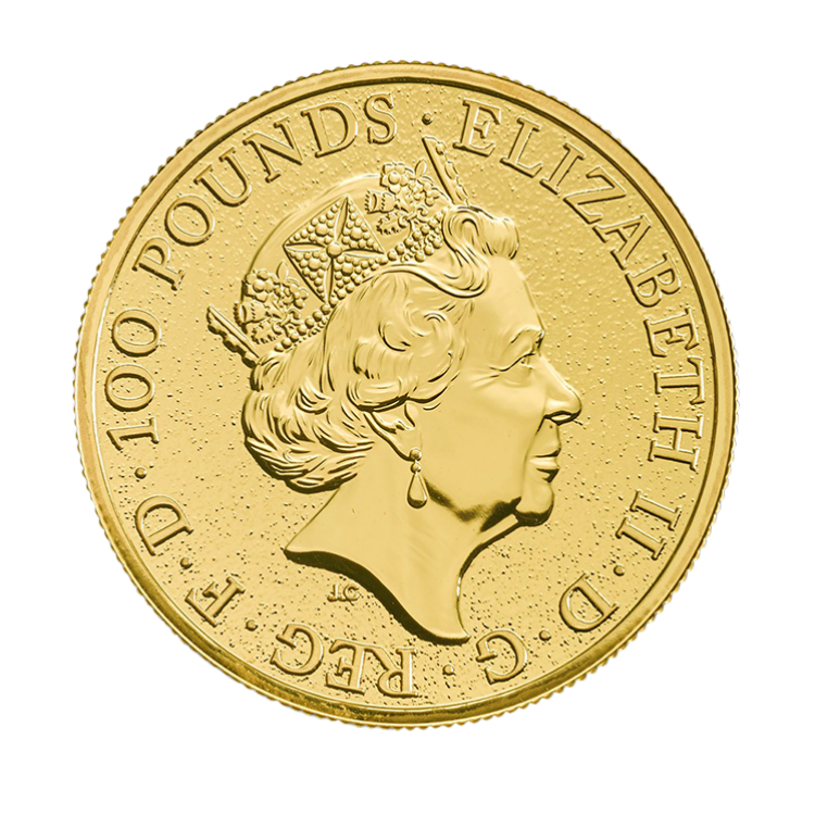 1 Troy ounce goud Queens Beasts 2017 The Dragon achterkant