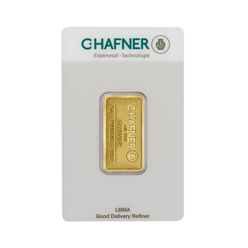 C. Hafner goudbaar 5 gram voorkant