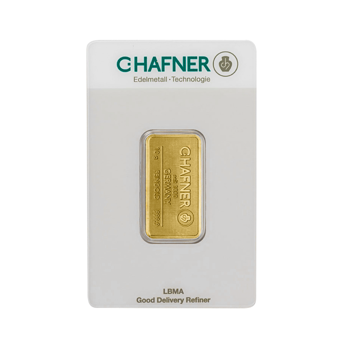 Voorzijde C. Hafner goudbaar 10 gram