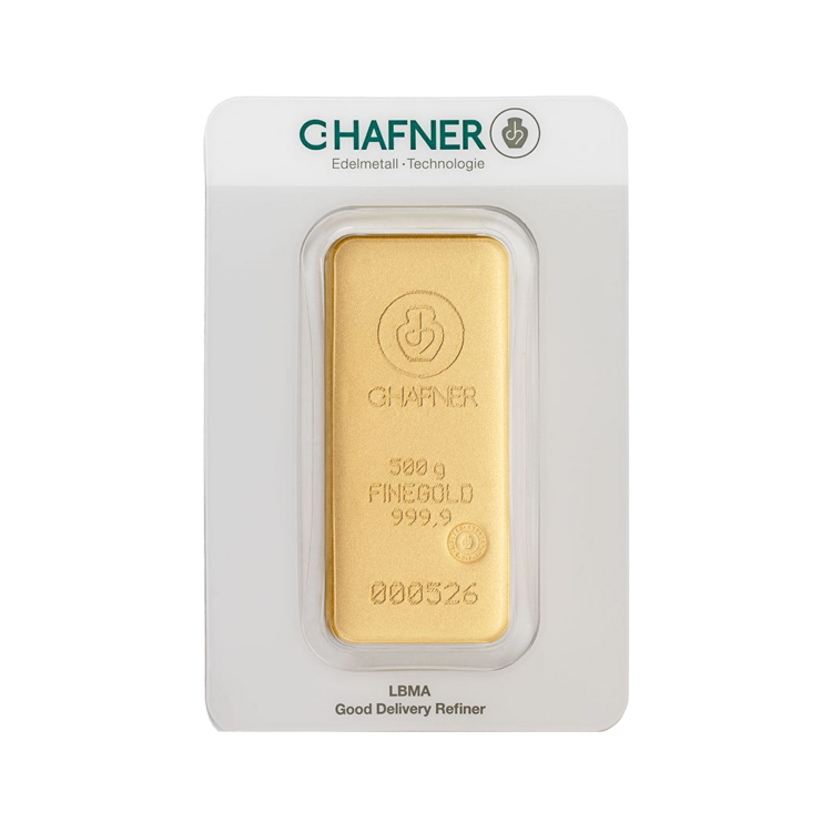 C. Hafner goudbaar 500 gram met certificaat