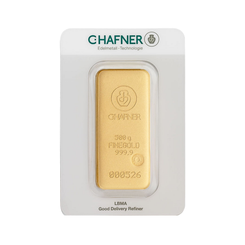 C. Hafner goudbaar 500 gram met certificaat