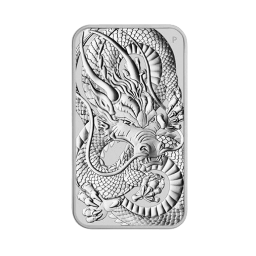 1 troy ounce zilveren muntbaar Rectangular Dragon 2021 voorkant