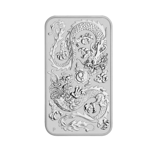 1 troy ounce zilveren muntbaar Rectangular Dragon 2020 voorkant