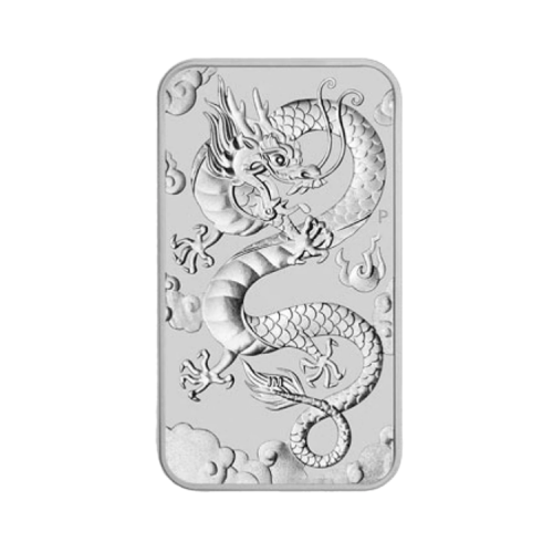 1 troy ounce zilveren muntbaar Rectangular Dragon 2019 voorkant