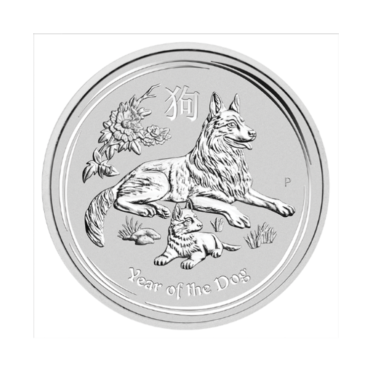 1 kilogram zilveren Lunar munt Year of the Dog 2018 achterkant