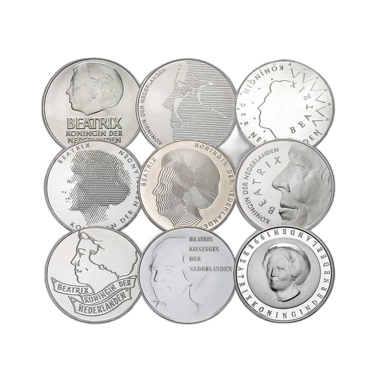 100 zilveren 50 gulden muntstukken achterkant
