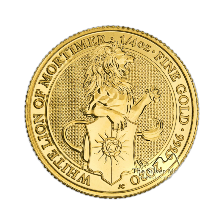 1/4 troy ounce gouden munt Queens Beasts White Lion voorkant