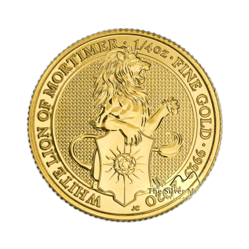 1/4 troy ounce gouden munt Queens Beasts White Lion voorkant