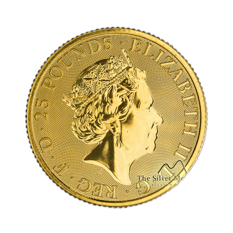 1/4 troy ounce gouden munt Queens Beasts White Lion achterkant