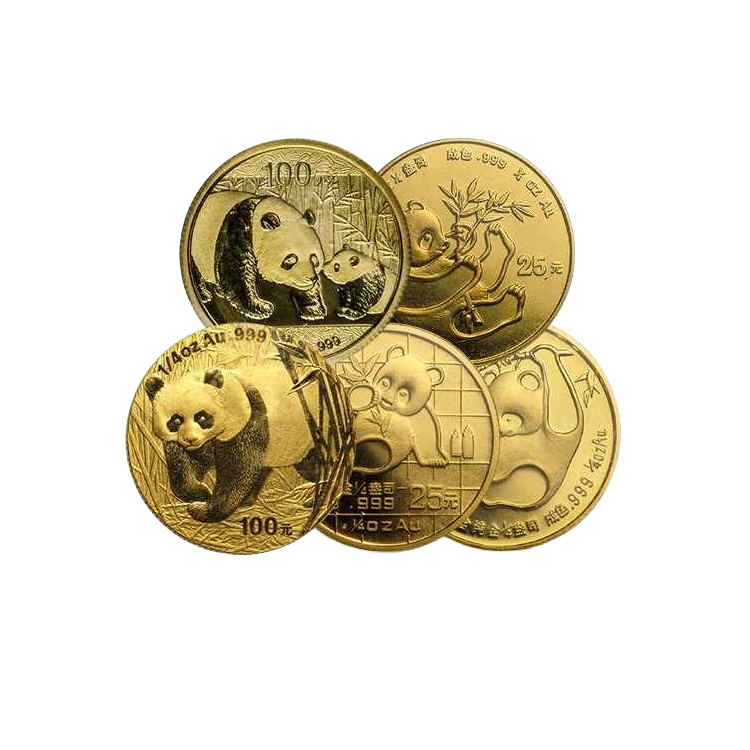 Diverse 1/4 oz gouden Panda munten