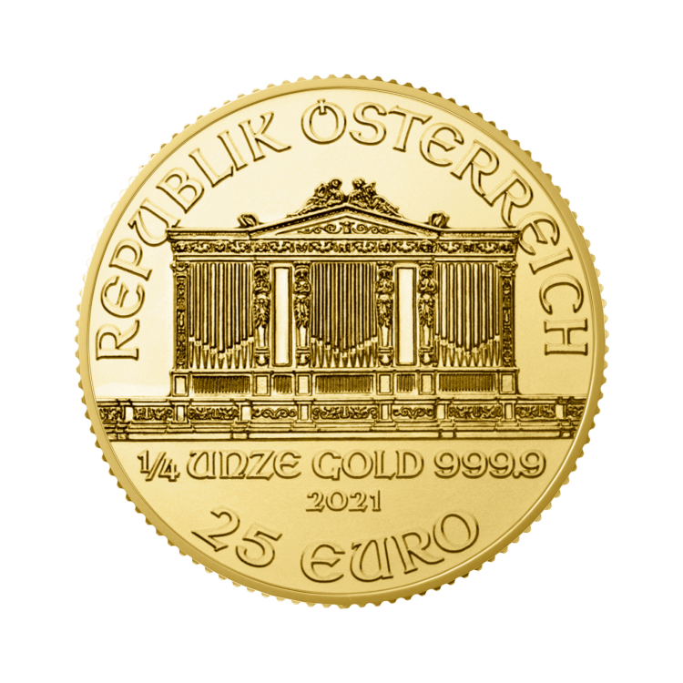 1/4 troy ounce gouden munt Philharmoniker achterkant