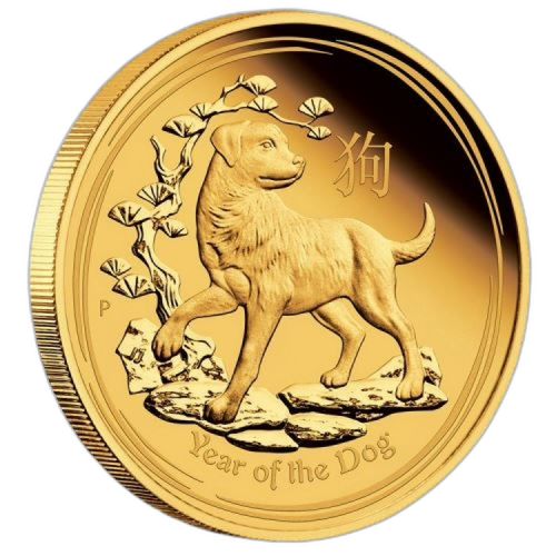 1 Troy ounce gouden munt Lunar 2018 Proof front