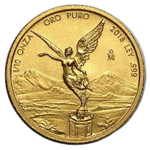 1/10 troy ounce gouden munt Mexican Libertad voorkant