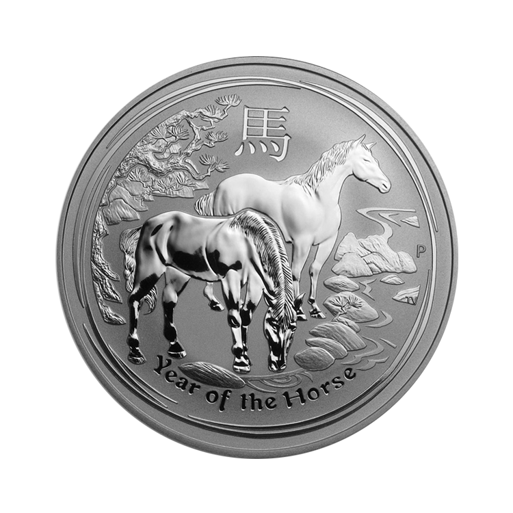 1 troy ounce zilveren Lunar munt Year of the Horse 2014 voorkant