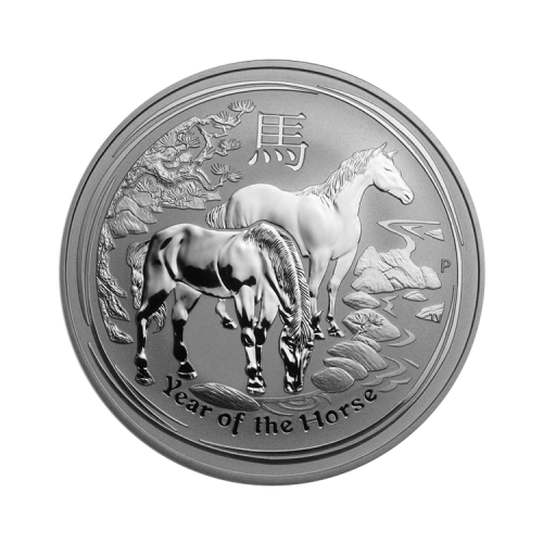1 troy ounce zilveren Lunar munt Year of the Horse 2014 voorkant
