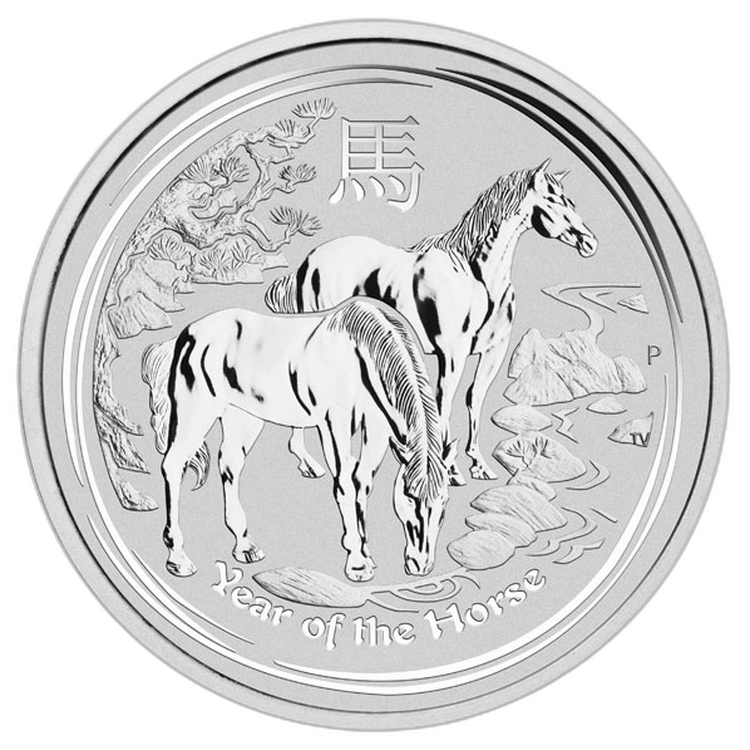 1 kilo zilveren Lunar munt Year of the Horse 2014 voorkant