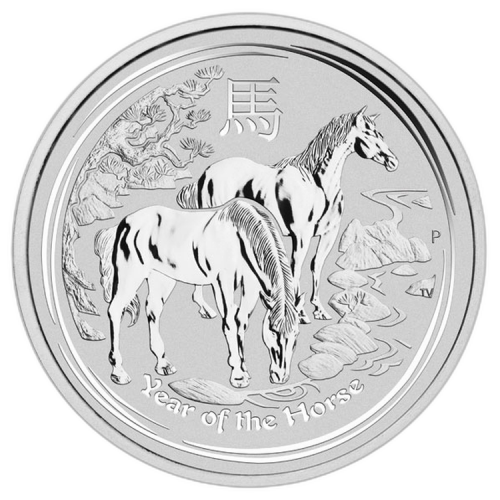 1 kilo zilveren Lunar munt Year of the Horse 2014 voorkant