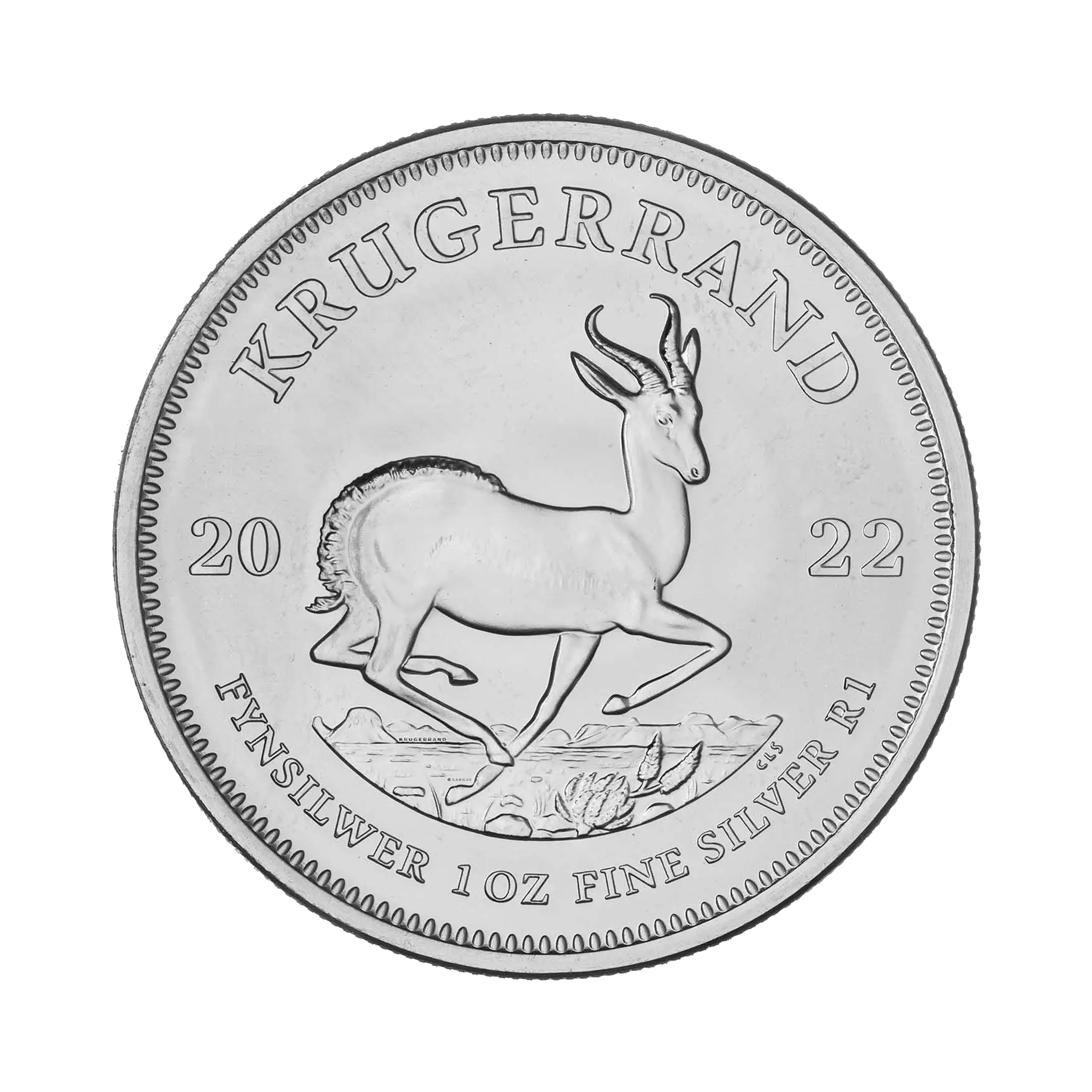 Voorkant 1 troy ounce zilveren Krugerrand munt