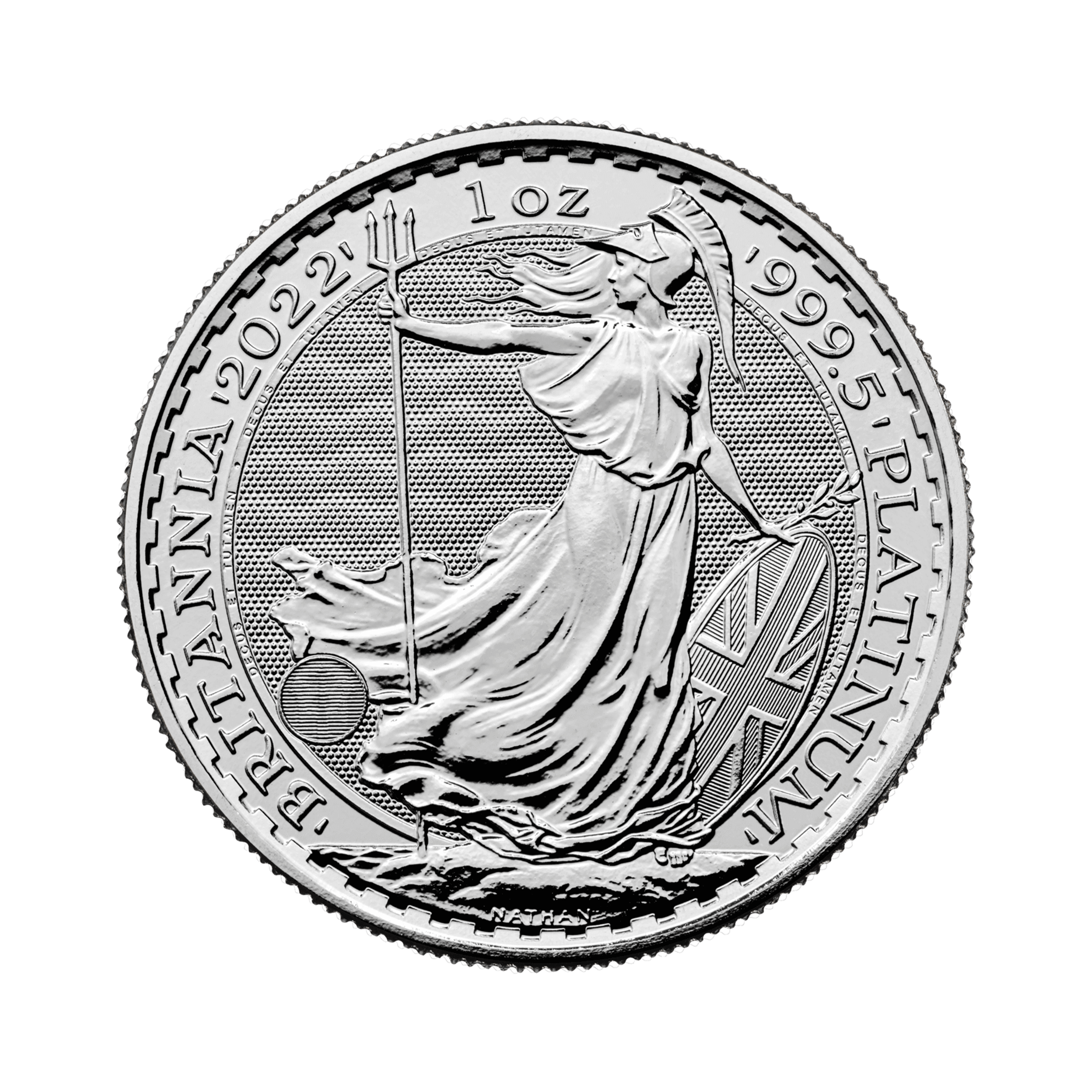1 troy ounce platina Britannia munt voorkant