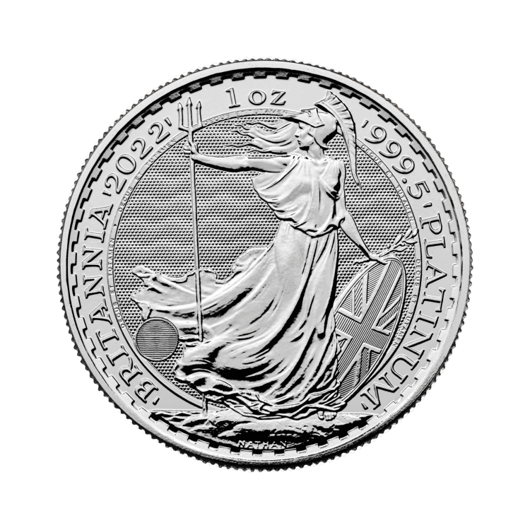 1 troy ounce platina Britannia munt voorkant