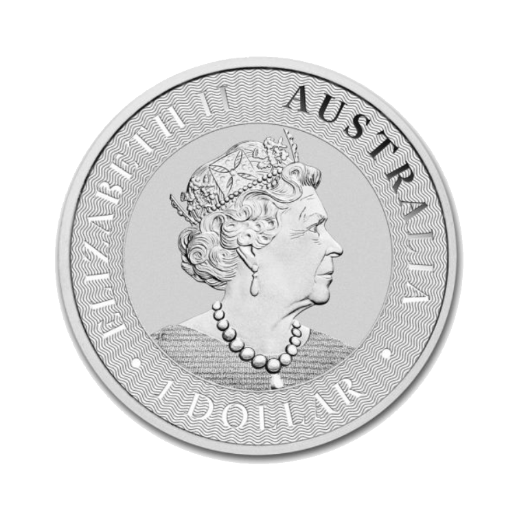 Achterkant 1 troy ounce zilveren Kangaroo munt