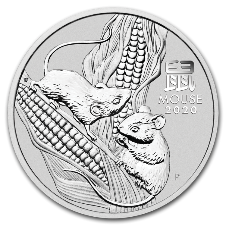 10 troy ounce zilveren Lunar munt Year of the Mouse 2020 voorkant