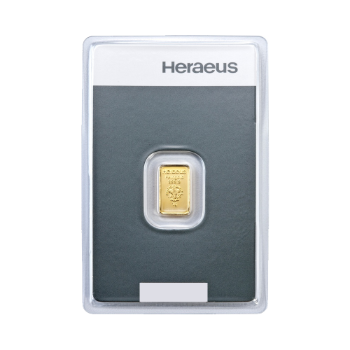 1 gram goudbaar Heraeus voorkant