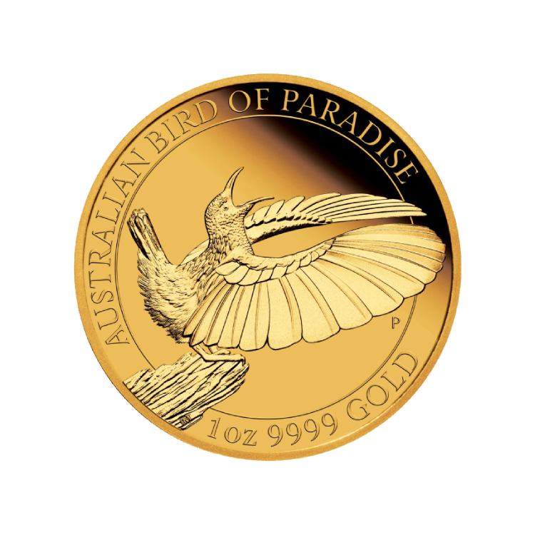 1 troy ounce gouden Bird of Paradise Proof munt achterkant