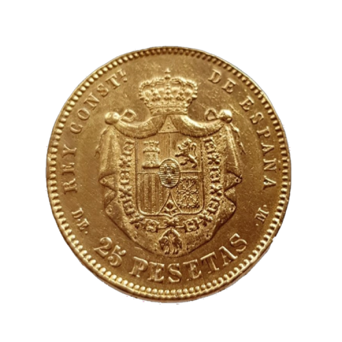 Spaanse gouden 25 Pesetas munt