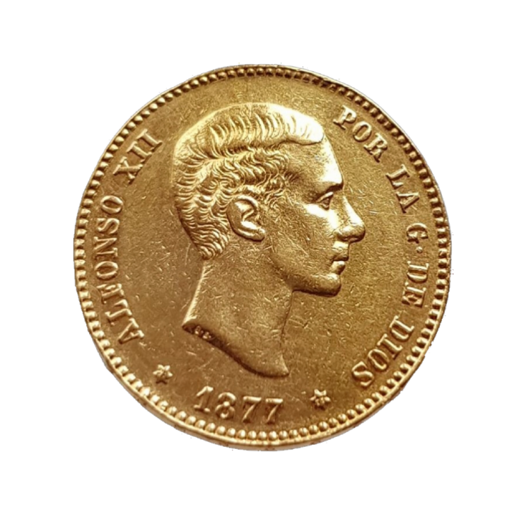 Spaanse gouden 25 Pesetas munt achterkant