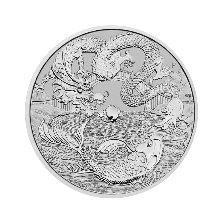 1 troy ounce zilveren premium munt perspectief 2