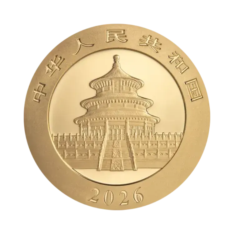 Achterzijde 2026 Panda goud 30 gram