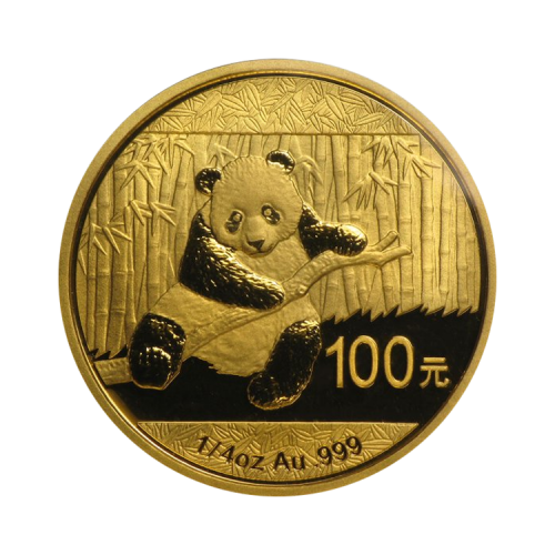 1/4 troy ounce gouden Panda munt voorkant