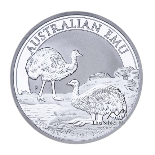 1 troy ounce zilveren Australian Emoe munt 2020 voorkant
