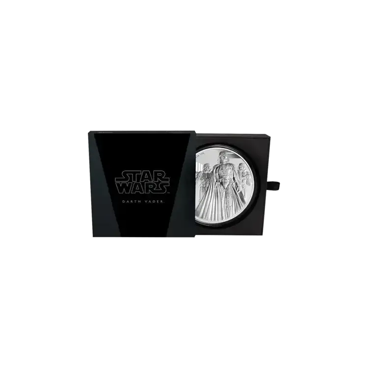 1 kilo zilveren STAR WARS™ Darth Vader™ munt perspectief 2