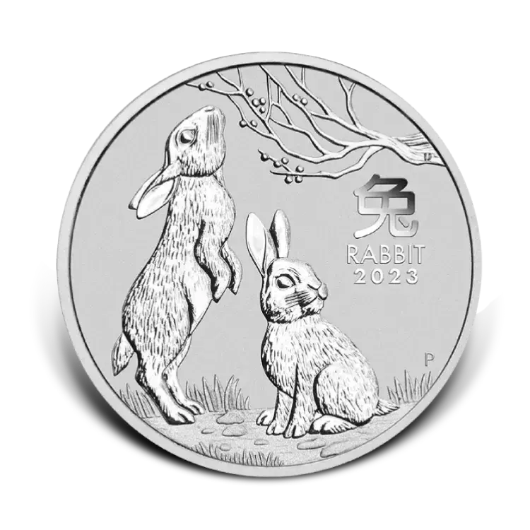 1 kilogram zilveren Lunar III Year of the Rabbit 2023 voorkant